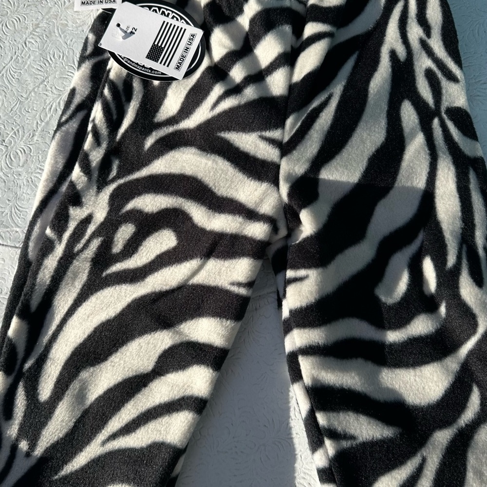 Unisex baby Grandma pants zebra print fleece pajama kids